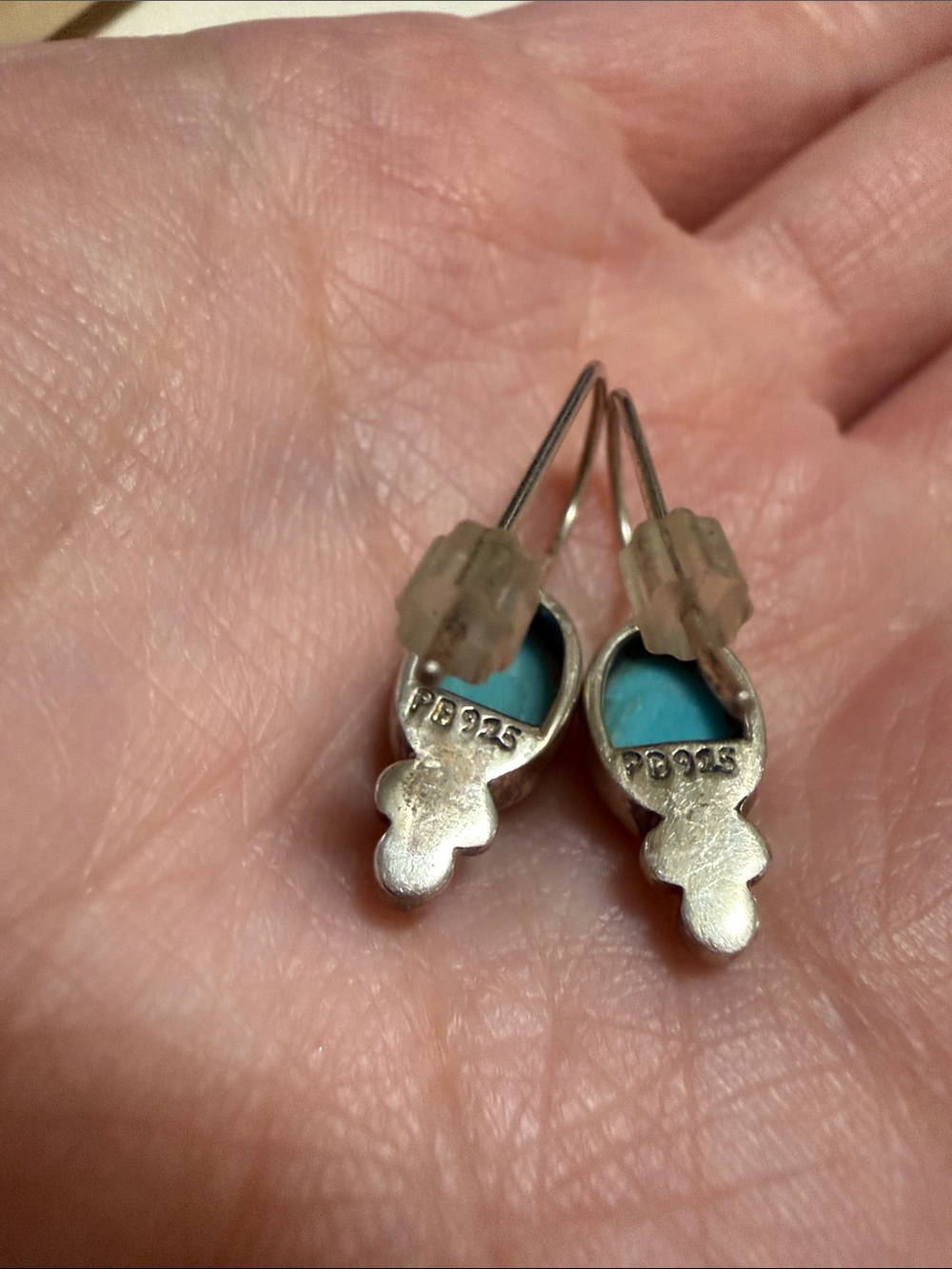 Sterling Silver 925 Turquoise Drop Earrings - Picture 3 of 6